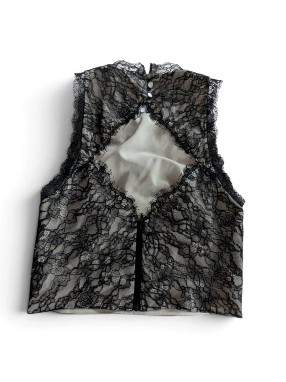 Alice + Olivia Lace Sleeveless Top Size 6 Black Nude NWT - Picture 5 of 9
